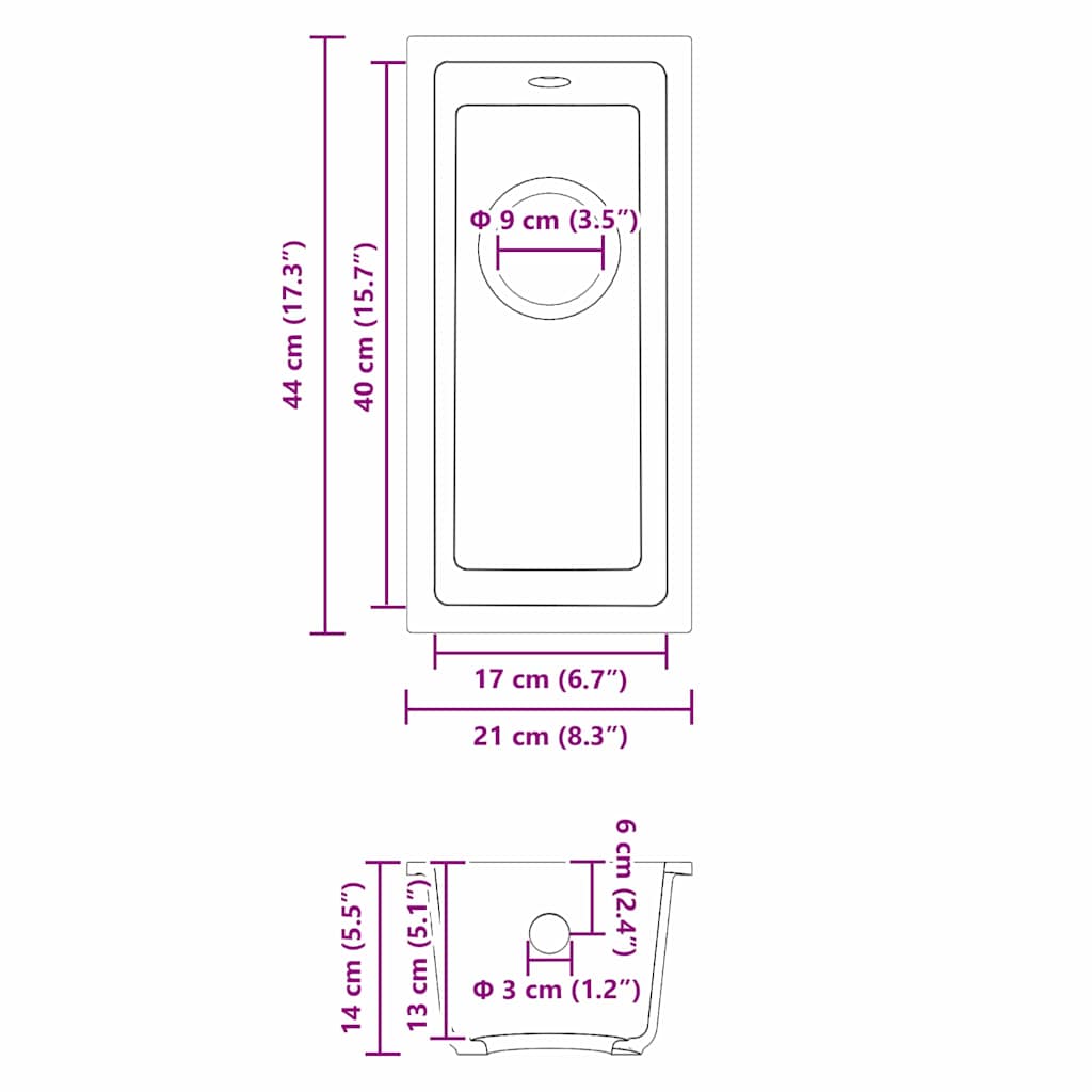 Küchenspüle Weiß 21 x 44 x 14 cm Granit