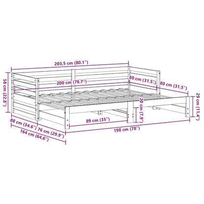 Tagesbett mit Ausziehbett ohne Matratze 80x200 cm