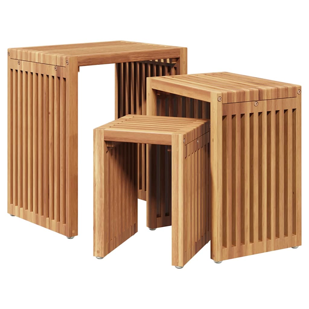 Garten-Beistelltisch 3 pcs Braun 33 x 44,5 x 51 cm