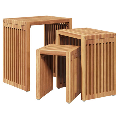 Garten-Beistelltisch 3 pcs Braun 33 x 44,5 x 51 cm
