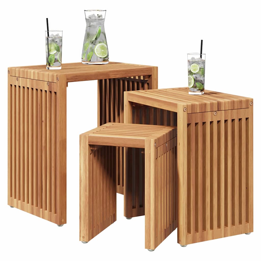 Garten-Beistelltisch 3 pcs Braun 33 x 44,5 x 51 cm
