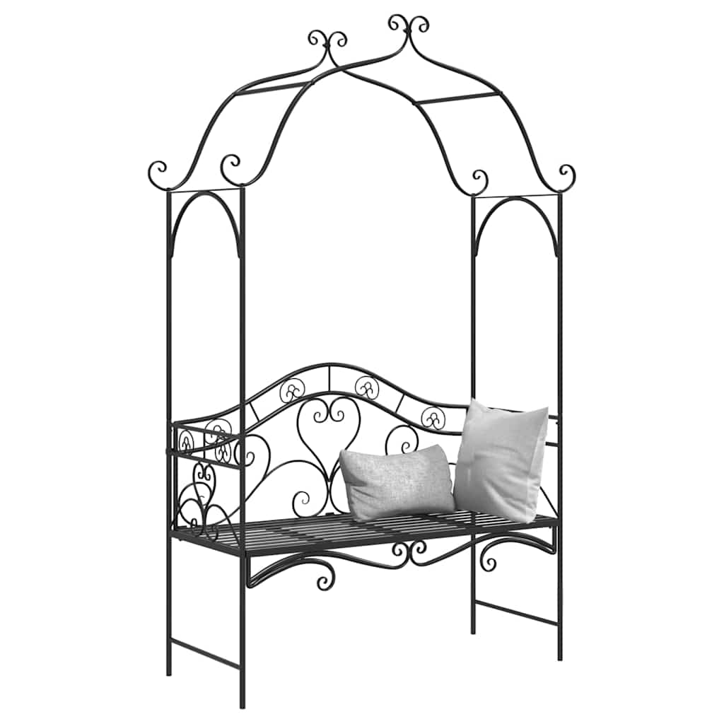Gartenbank Schwarz 121 x 48 x 200 cm Stahl