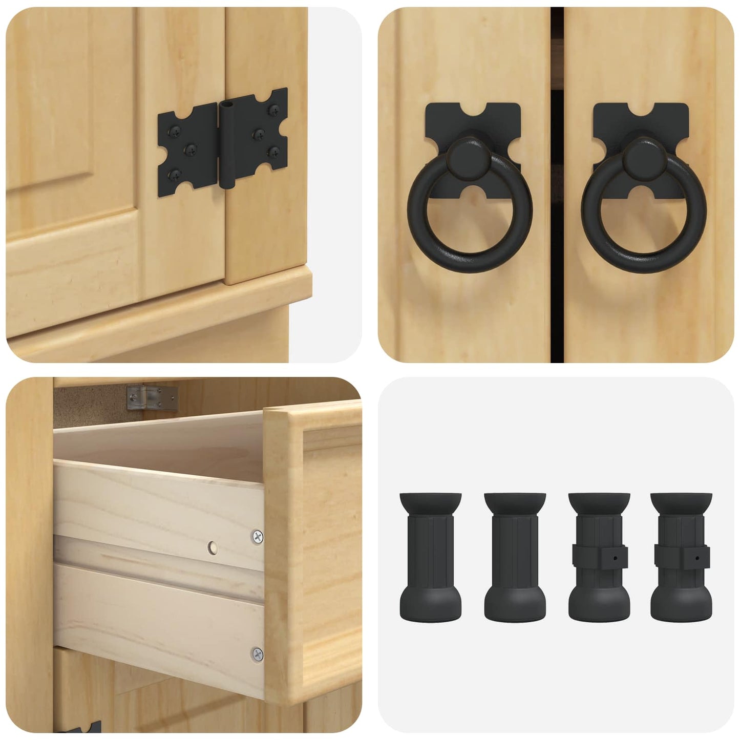 vidaXL Schrank SKI Honigbraun 60 x 46 x 81,5 cm Massives Kiefernholz