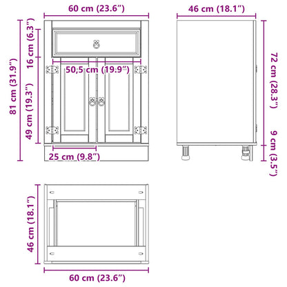 vidaXL Schrank SKI Honigbraun 60 x 46 x 81,5 cm Massives Kiefernholz