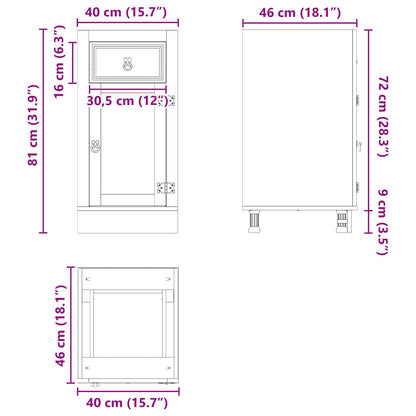 vidaXL Schrank SKI Honigbraun 40 x 46 x 81.5 cm Massives Kiefernholz