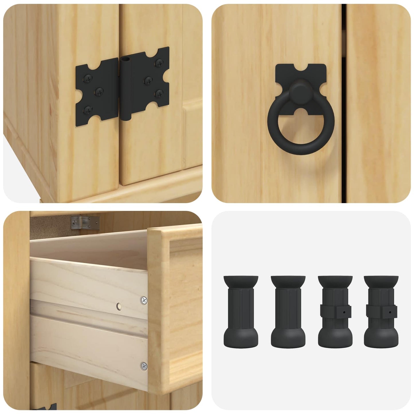 vidaXL Schrank SKI Honigbraun 80 x 46 x 81 cm Massives Kiefernholz