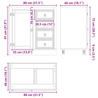 vidaXL Schrank SKI Honigbraun 80 x 46 x 81 cm Massives Kiefernholz