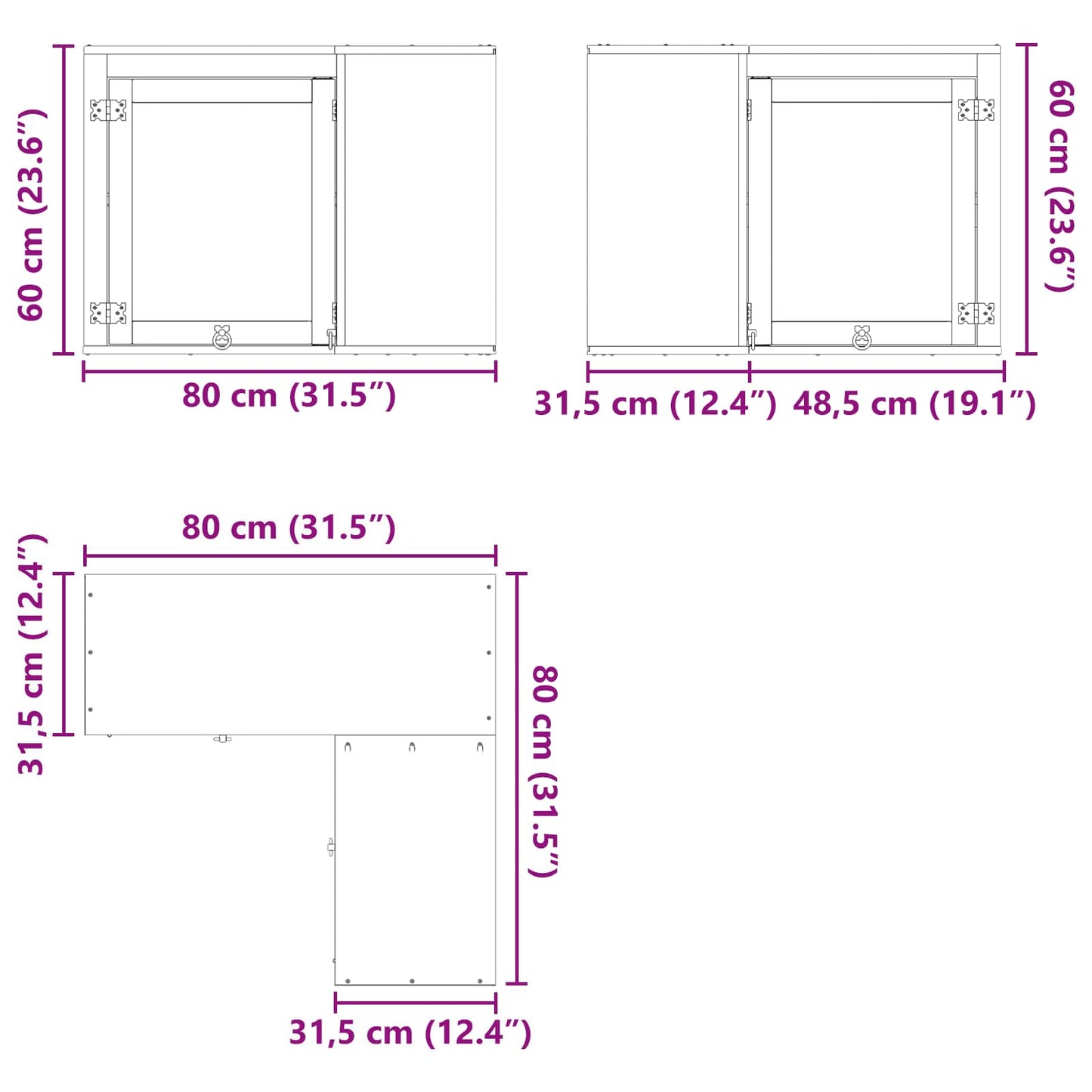 vidaXL Schrank SKI Honigbraun 80 x 80 x 60 cm Massives Kiefernholz