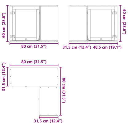 vidaXL Schrank SKI Honigbraun 80 x 80 x 60 cm Massives Kiefernholz