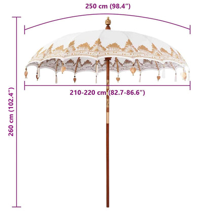 vidaXL Balinesischer Sonnenschirm Creme 215 x 215 x 260 cm
