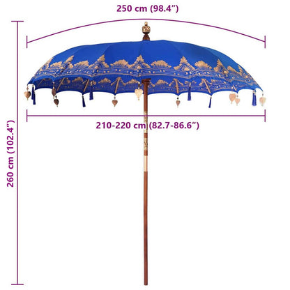 vidaXL Balinesischer Sonnenschirm Blau 215 x 215 x 260 cm