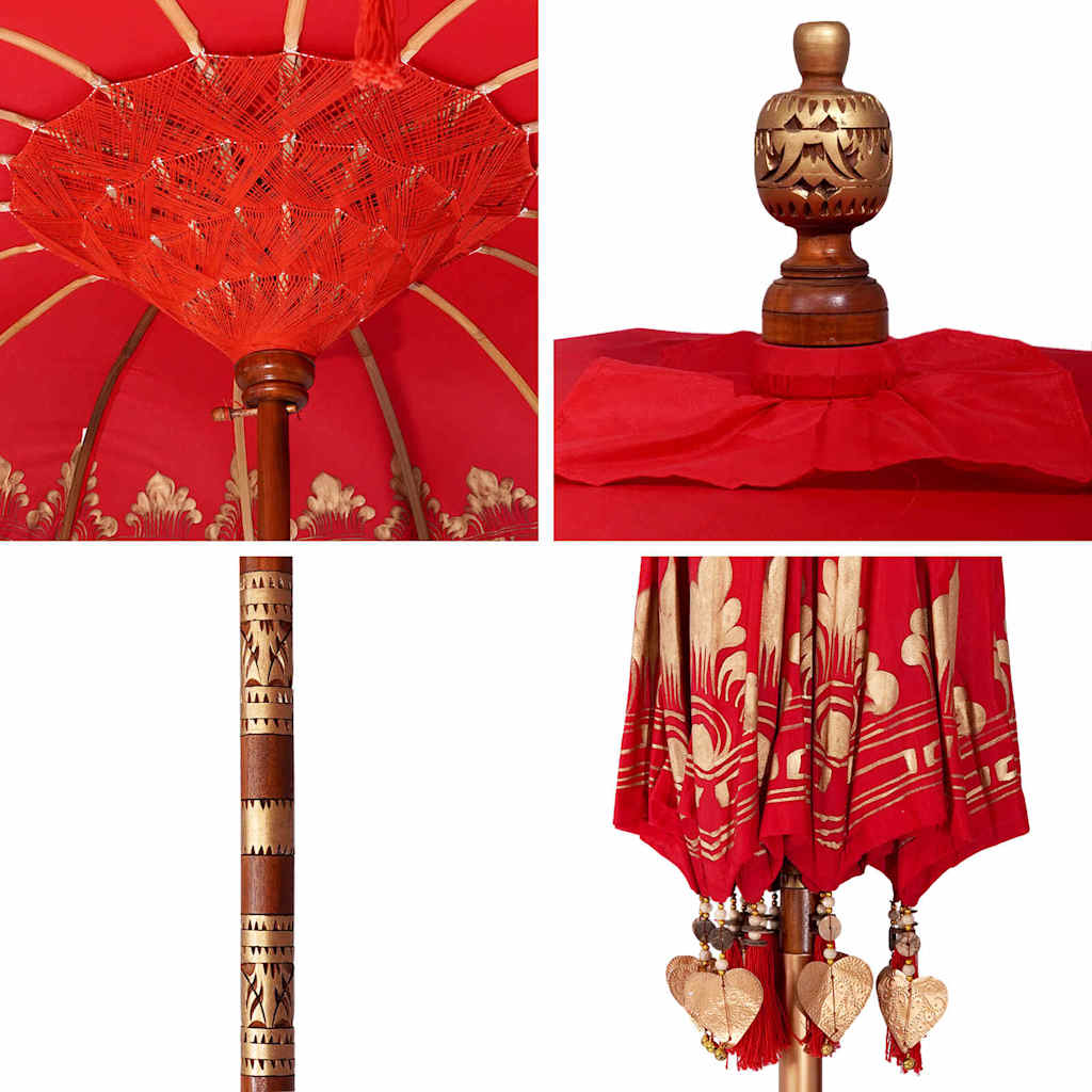 vidaXL Balinesischer Sonnenschirm Rot 185 x 185 x 260 cm