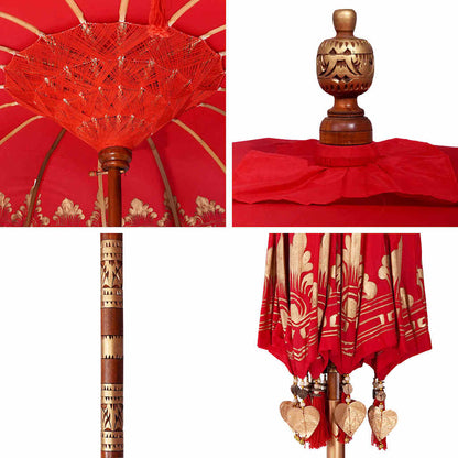 vidaXL Balinesischer Sonnenschirm Rot 185 x 185 x 260 cm