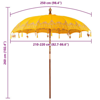 vidaXL Balinesischer Sonnenschirm Gelb 215 x 215 x 260 cm