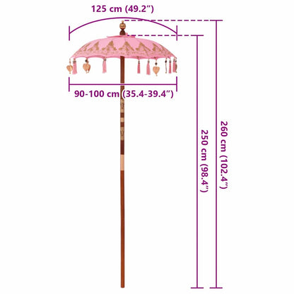 vidaXL Balinesischer Sonnenschirm Rosa 125 x 125 x 260 cm