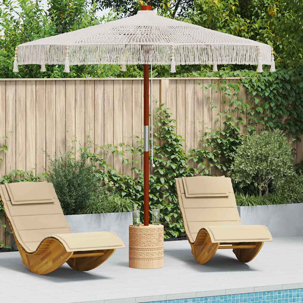 vidaXL Macrame Sonnenschirm Creme 252,5 x 252,5 x 260 cm