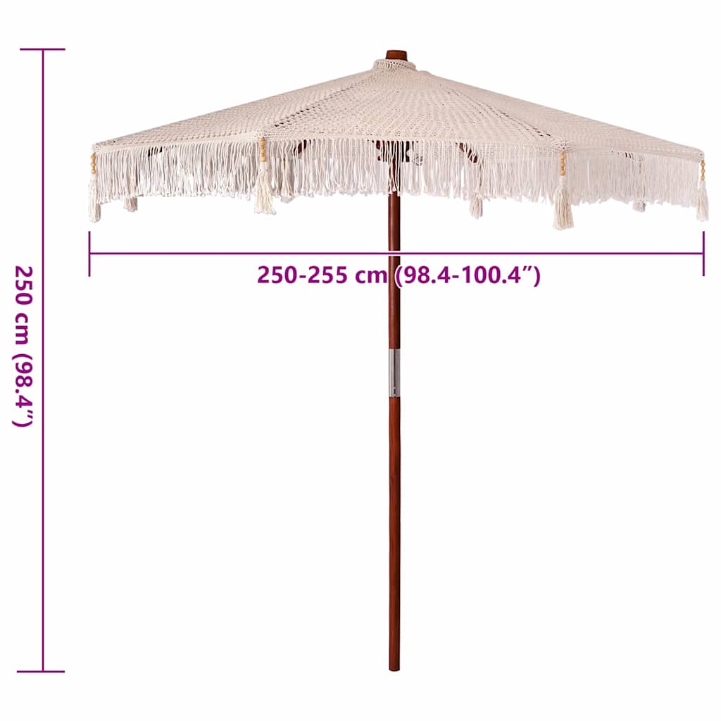 vidaXL Macrame Sonnenschirm Creme 252,5 x 252,5 x 260 cm