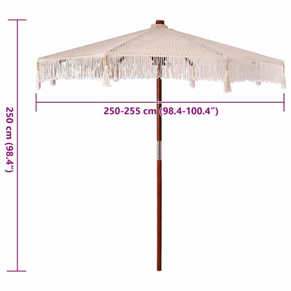 vidaXL Macrame Sonnenschirm Creme 252,5 x 252,5 x 260 cm