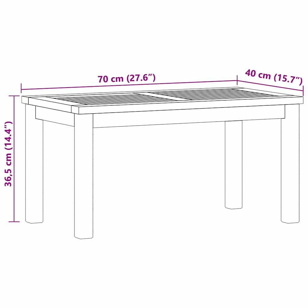vidaXL Couchtisch Braun 70 x 40 x 36 cm Massivholz Teak