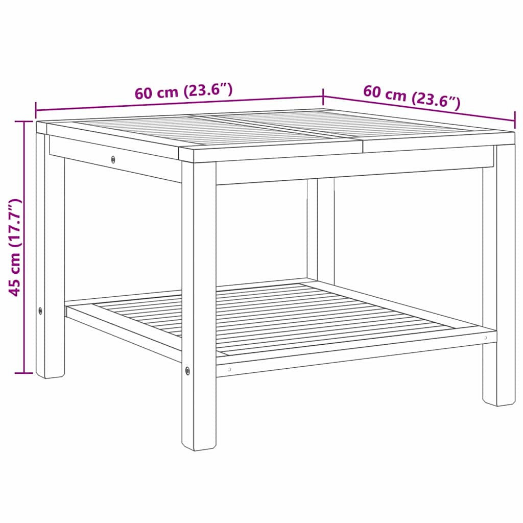 vidaXL Couchtisch Braun 60 x 60 x 45 cm Teak-Massivholz