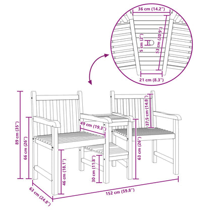 Stuhl Braun 152 x 63 x 89 cm Massivholz Teak