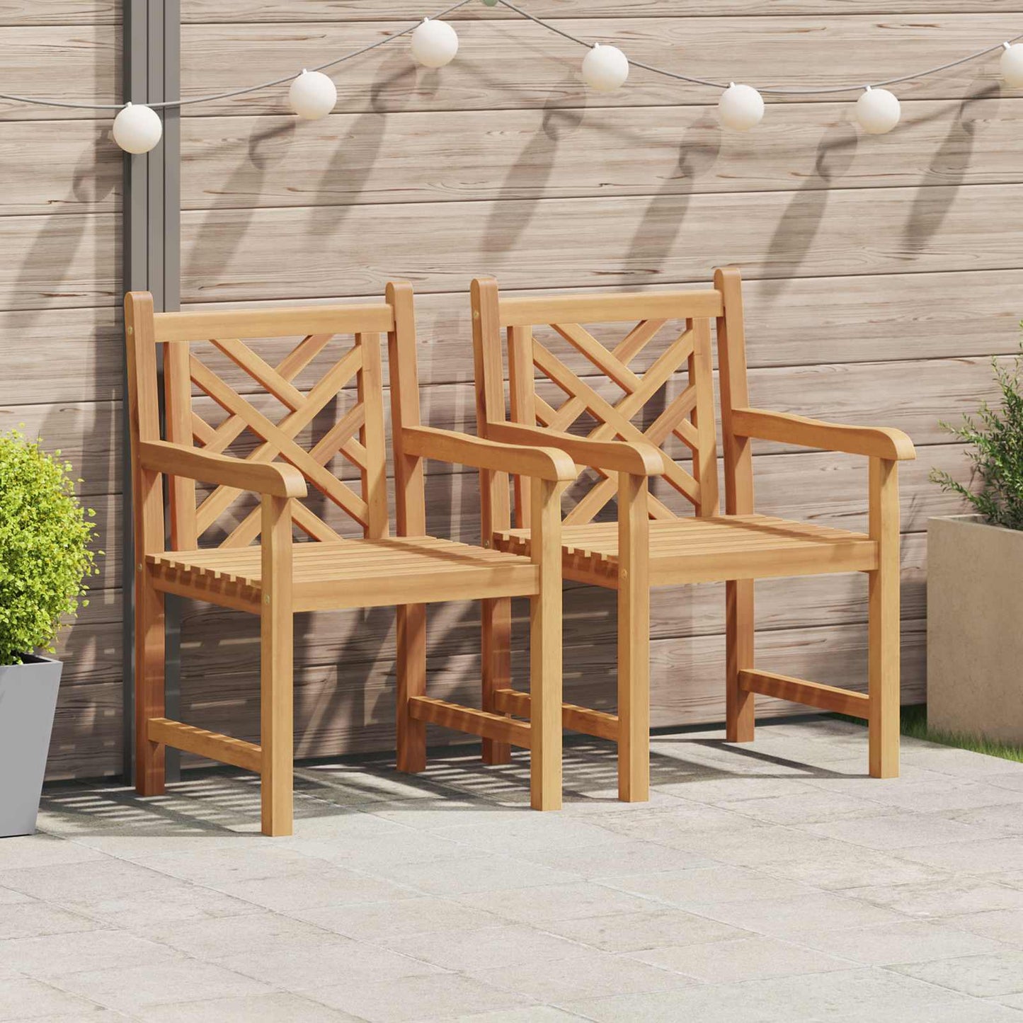 vidaXL Stuhl 2 pcs Braun 60 x 58 x 90 cm Massivholz Teak