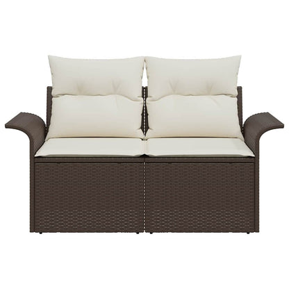 Gartensofa mit Kissen Braun 141 x 62 x 69cm Poly-Rattan