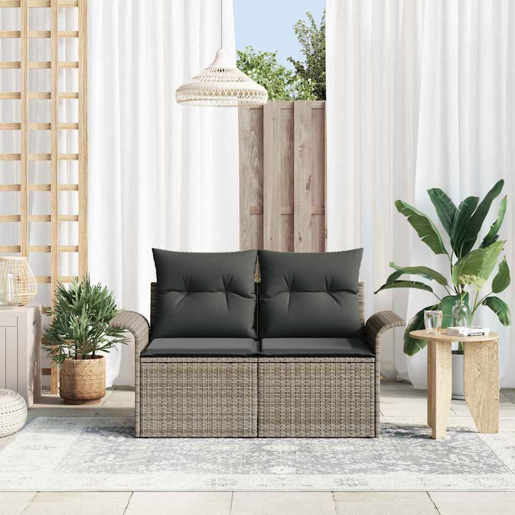 Gartensofa mit Kissen Grau 141 x 62 x 69cm Poly-Rattan