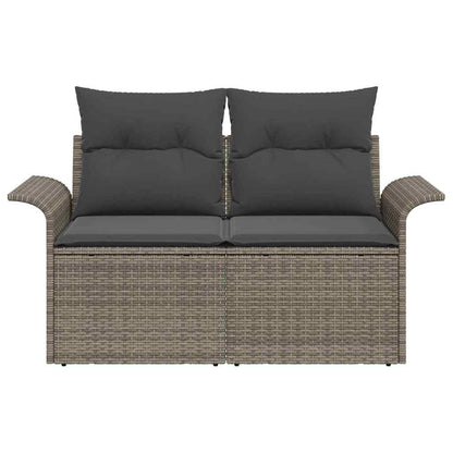 Gartensofa mit Kissen Grau 141 x 62 x 69cm Poly-Rattan