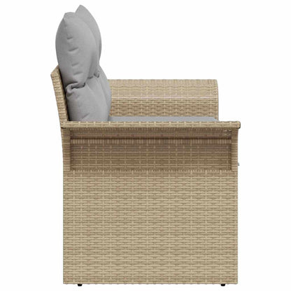 Gartensofa mit Kissen Beige 141 x 62 x 69cm Poly-Rattan