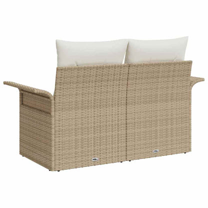 Gartensofa mit Kissen Beige 141 x 62 x 69cm Poly-Rattan