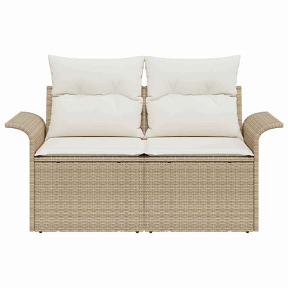 Gartensofa mit Kissen Beige 141 x 62 x 69cm Poly-Rattan