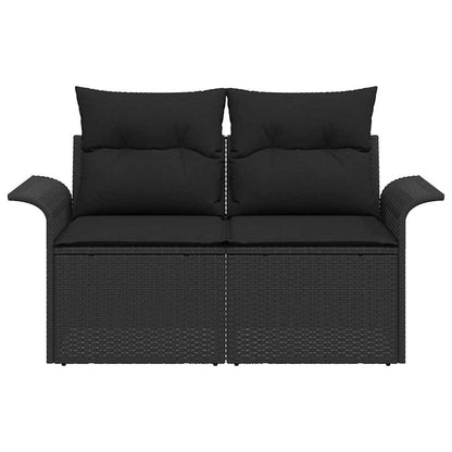 Gartensofa mit Kissen Schwarz 141 x 62 x 69cm Poly-Rattan