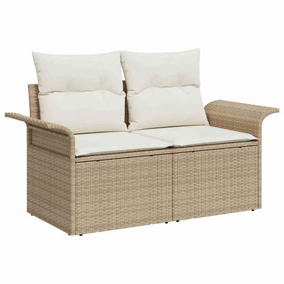 Gartensofa mit Kissen Beige 141 x 62 x 69cm Poly-Rattan