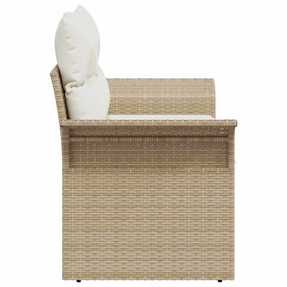 Gartensofa mit Kissen Beige 141 x 62 x 69cm Poly-Rattan