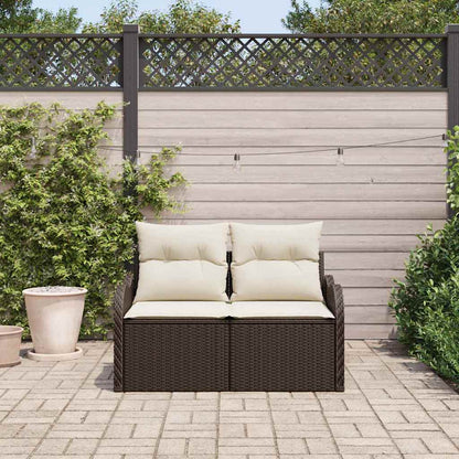 Gartensofa mit Kissen Braun 121 x 62 x 69cm Poly-Rattan