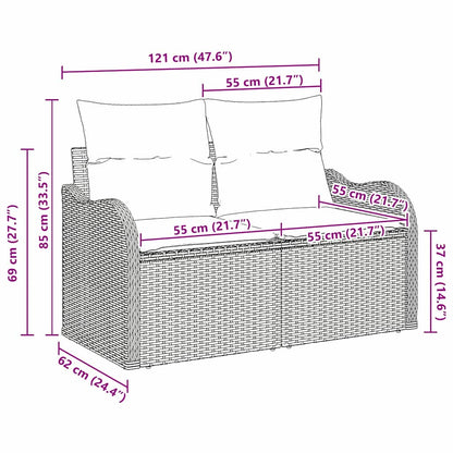 Gartensofa mit Kissen Beige 121 x 62 x 69cm Poly-Rattan