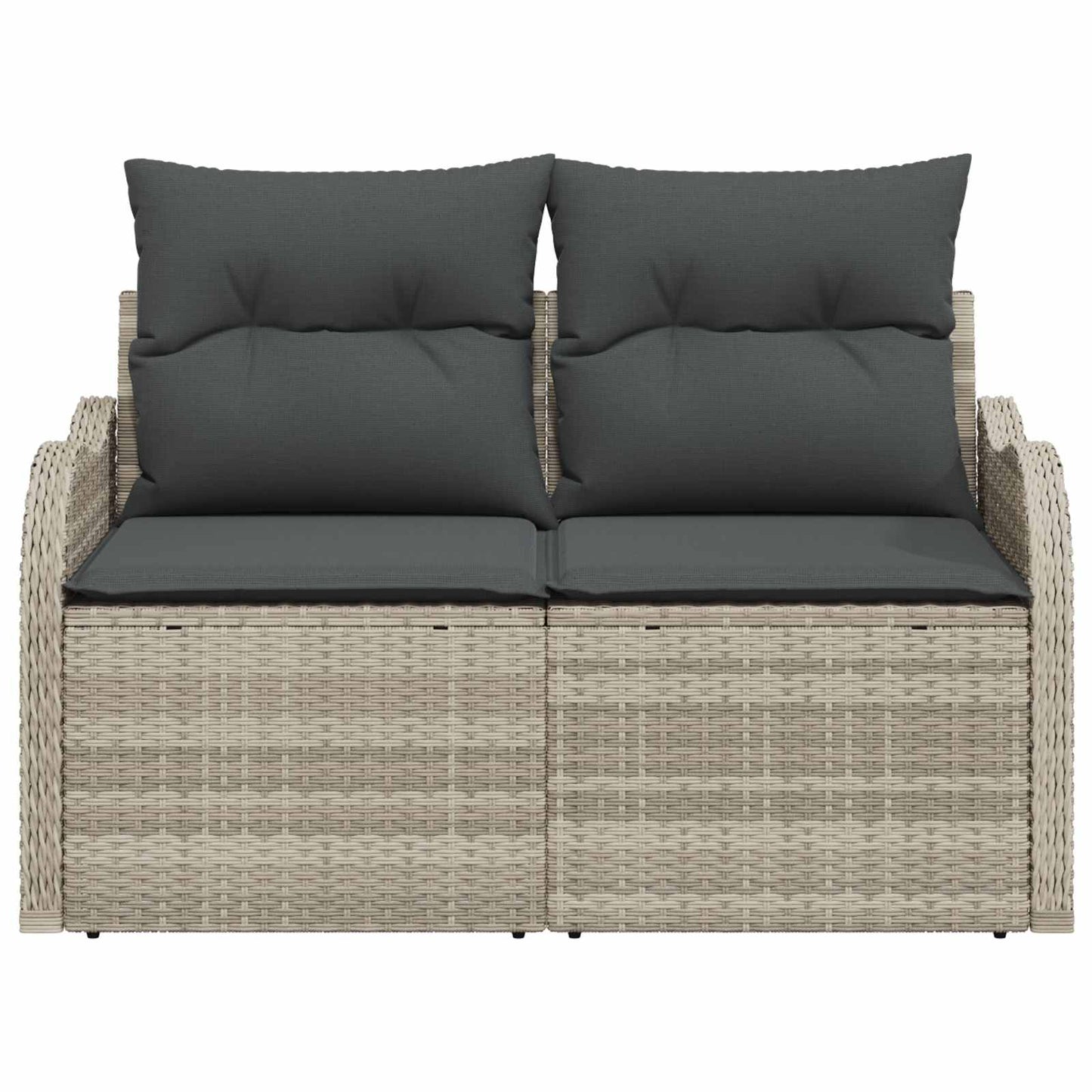 Gartensofa mit Kissen Hellgrau 121 x 62 x 69cm Poly-Rattan