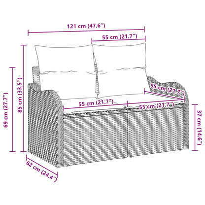 Gartensofa mit Kissen Hellgrau 121 x 62 x 69cm Poly-Rattan
