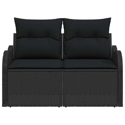 Gartensofa mit Kissen Schwarz 121 x 62 x 69cm Poly-Rattan