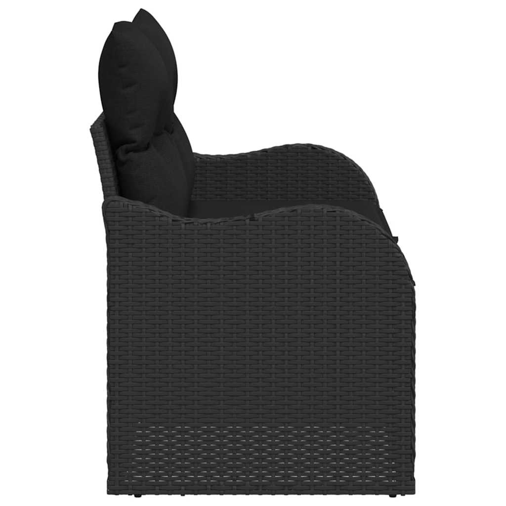 Gartensofa mit Kissen Schwarz 121 x 62 x 69cm Poly-Rattan