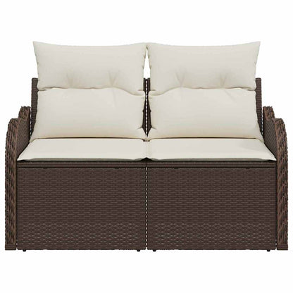 Gartensofa mit Kissen Braun 121 x 62 x 69cm Poly-Rattan