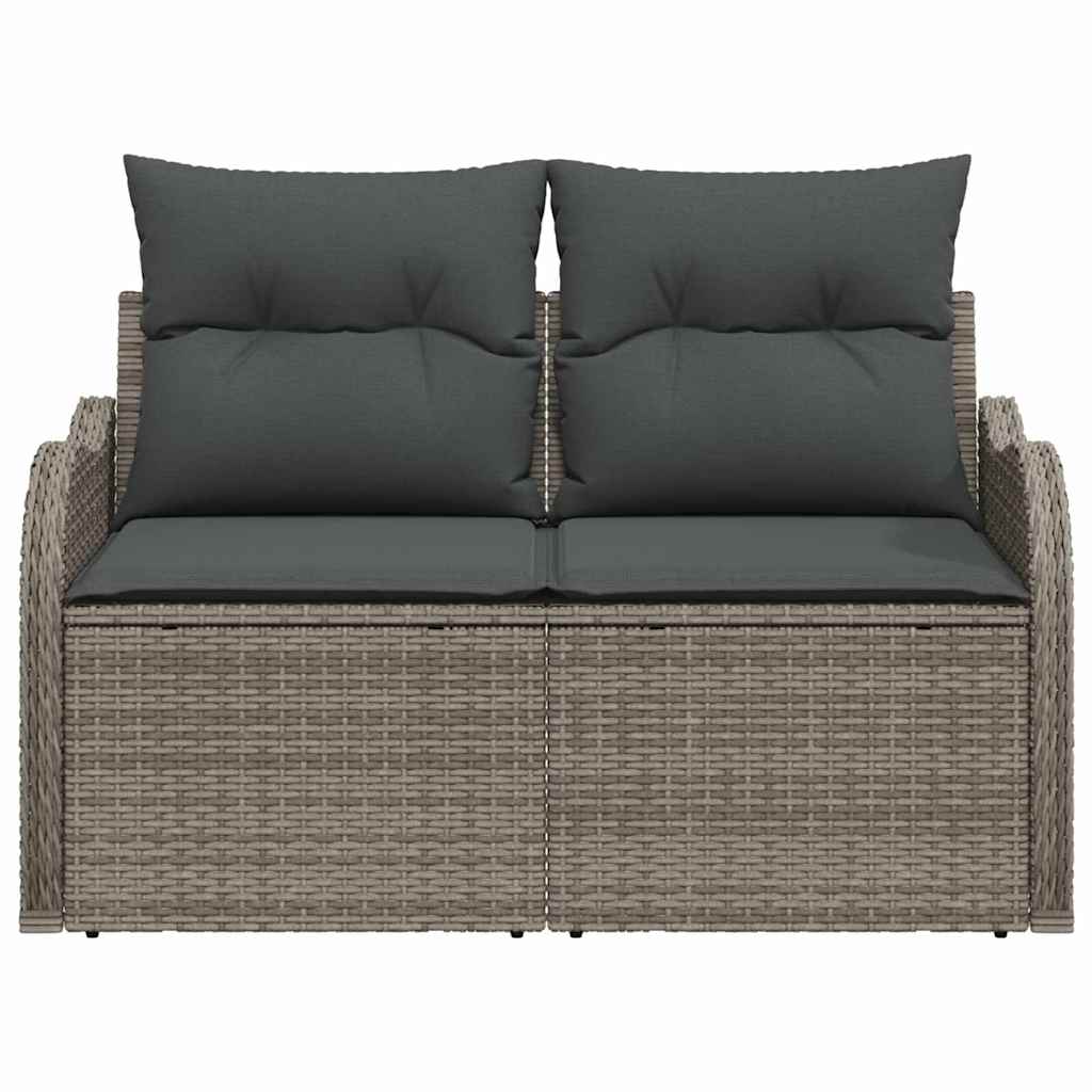 Gartensofa mit Kissen Grau 121 x 62 x 69cm Poly-Rattan