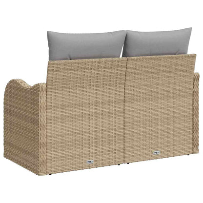 Gartensofa mit Kissen Beige 121 x 62 x 69cm Poly-Rattan