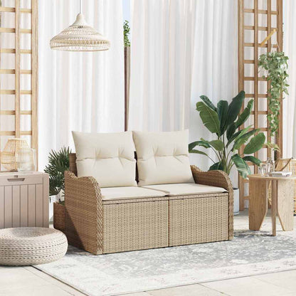 Gartensofa mit Kissen Beige 121 x 62 x 69cm Poly-Rattan