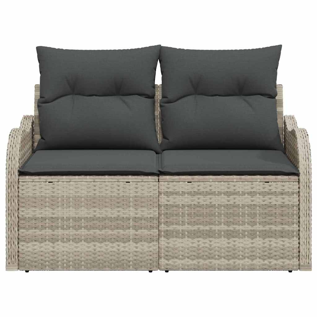 Gartensofa mit Kissen Hellgrau 121 x 62 x 69cm Poly-Rattan
