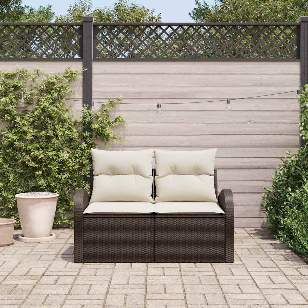 Gartensofa mit Kissen Braun 124 x 62 x 69cm Poly-Rattan