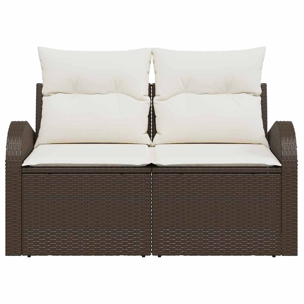 Gartensofa mit Kissen Braun 124 x 62 x 69cm Poly-Rattan