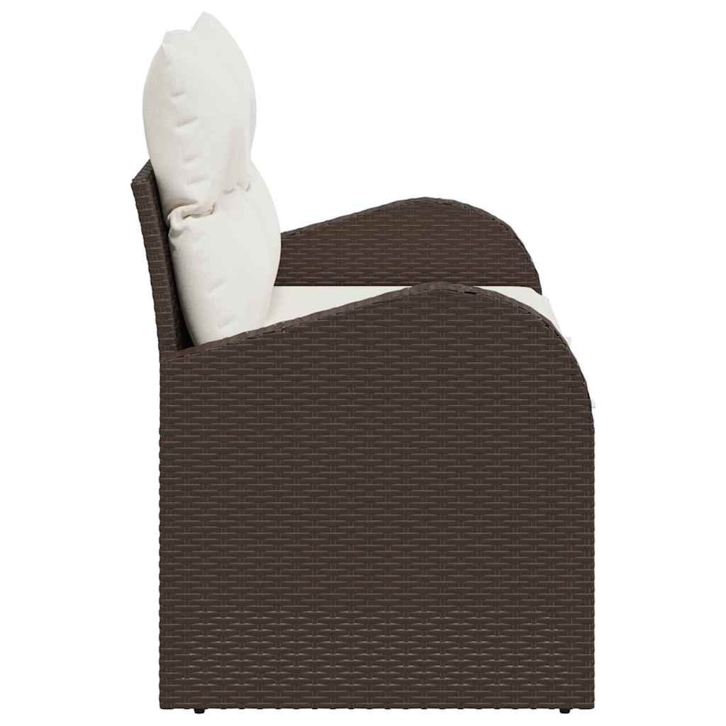 Gartensofa mit Kissen Braun 124 x 62 x 69cm Poly-Rattan