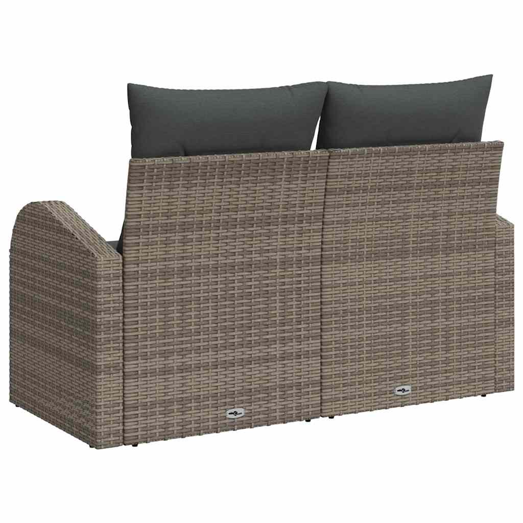Gartensofa mit Kissen Grau 124 x 62 x 69cm Poly-Rattan